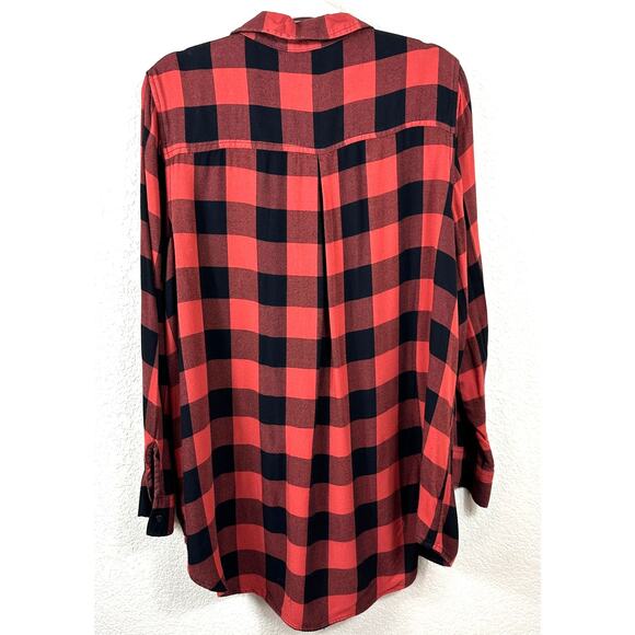 1X Plaid Flannel Shirt Bundle Red Black Check Lace Up Grunge Tops Plus retro - Picture 7 of 10